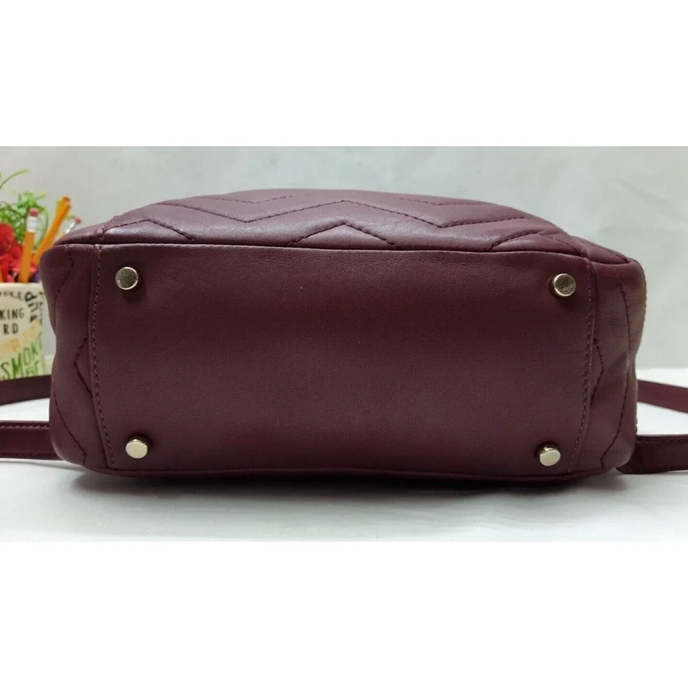 Kate Spade New York Maroon Leather Quilted Top Handle Zipper Closure Backpack